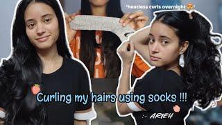 Curls Using Socks*l HEATLESS curls overnight l Arieh #heatless #curlyhair #diy #hairstyle