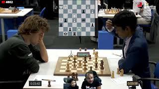 Thrilling final moments between Magnus Carlsen vs Praggnanandhaa | Tata Steel Masters 2023