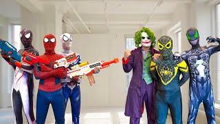 TEAM SPIDER-MAN vs BAD GUY TEAM || Rescue YELLOW Spider-Man From CRAZY JOKER..?? ( Funny, Action )