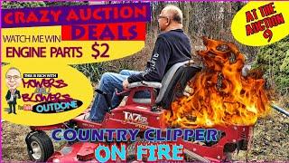 Country Clipper Jazee Pro Zero Turn on Fire Kohler Command Meltdown Parts  Mowers Blowers Auction