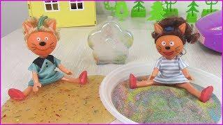 Three cats girls play with slime! Gingerbread ruined everything