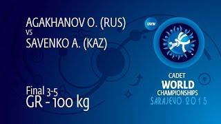 BRONZE GR - 100 kg: A. SAVENKO (KAZ) df. O. AGAKHANOV (RUS) by FALL, 5-2