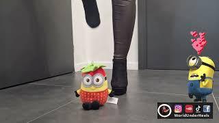 Minion crushed by spiky high heel boots! 