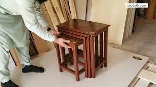 WOODAKH Nesting 4 Tables Set in rosewood | Nest Set Design