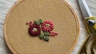 Very easy 3D Bullion Knot Flower Embroidery for beginners  Free Embroidery Pattern || Gossamer