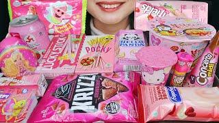 ASMR PINK FOOD CONVENIENCE STORE - STRAWBERRY ICE CREAM, CAMPINA PATRICK, POCKY, HELLO KITTY, MOCHI