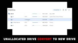 how to create new drive in  windows laptop | unallocated disk Convert to New Drive | Disk partition