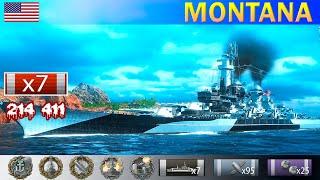  Техничный бой Линкора "Montana" X уровень США | [ WoWS ] World of WarShips REPLAYS