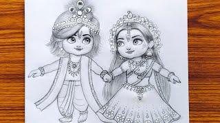 Rash Yatra special Radha Krishna drawing | How to draw lord radha and krishna | Pencil Sketch