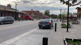 Fire Trucks in Downtown Midland MI telling people to evacuate (Sanford and Edenville Dam collapse)