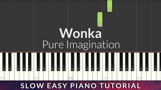 Wonka - Pure Imagination SLOW EASY Piano Tutorial + Lyrics