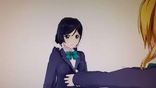 Hug Eli chan Nozomi chan Chi yo kokoro Love Live! MMD 2024