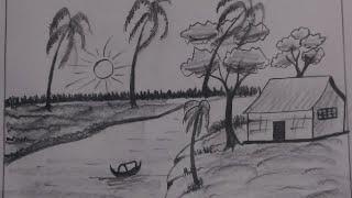 gramer drisso aka || how to drawing a village scenery || pencil drawing || ashiq art academy