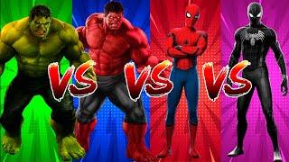 SUPERHERO COLOR DANCE CHALLENGE Hulk vs Red Hulk vs Spiderman vs Black Spiderman