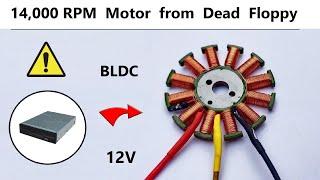 14000 RPM - Reuse 12V Super High Speed DC Motor from DEAD Floppy - Brushless BLDC Motors