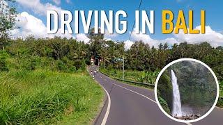 DRIVING IN BALI. Scenic drive from Ubud to Nungnung Waterfall