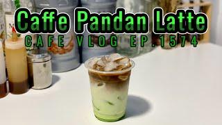 Cafe Vlog EP.1574 | Caffe Pandan Latte | Coffee pandan | Pandan coffee