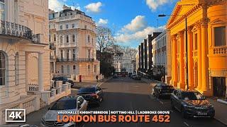 Exploring some of London’s Poshest Neighbourhoods by Bus | London Route 452 Upper Deck Ride in 4K