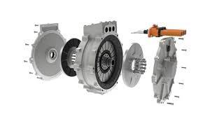 Exploded view of a Traxial yokeless axial flux motor