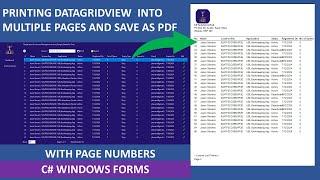 Generate and Print DataGridView Data into Multi-Page PDF with Page Numbers | C# Windows Forms