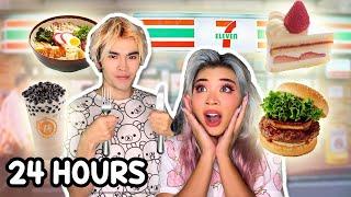 SURVIVING on ONLY GAS STATION FOOD for 24 HOURS *JAPANESE EDITION*