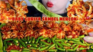 ASMR BABY GURITA SAMBEL MERCON PAKE PETE MENTAH + LALAP RAWIT  ENAK NYA GAK KALENG2