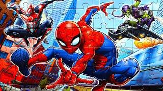 Спайдермен - Человек паук спешит на помощь - собираем пазлы с героями Marvel Spiderman