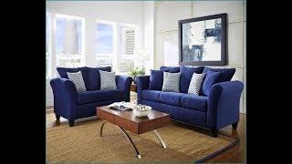 Unique Designed Blue Sofa at Minimalist Living Room