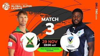 LIVE | Match 3 | Guyana Amazon Warriors vs Victoria | GSL 2024