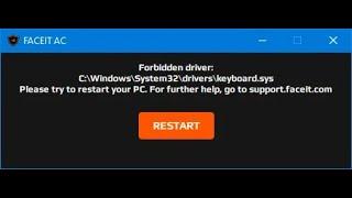 Faceit Anti-cheat forbidden driver keyboard.sys як виправити?