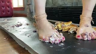 Crushing Croissants: From Red High Heels to Barefoot Satisfaction