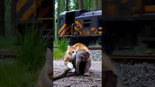 The Big Orange Cat and the Baby Elephant’s Railway Rescue  #cat #cuteanimal #meowtimetv  #animals