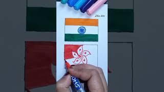 Indian Flag  Hong Kong Flag  || Zikra Arts #tiranga #viral #army #shorts