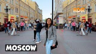 ⁴ᴷ ARBAT, MOSCOW RUSSIA  Walking street in Old Arbat in the evening - (HDR Video)