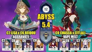 C2 Lisa Beidou Aggravate & C0 Chasca Citlali Vape Melt | Spiral Abyss 5.4 | Genshin Impact 【原神】