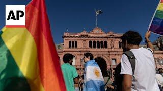 Argentina residents protest President Javier Milei's 'wokeism' speech at Davos