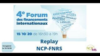 Replay présentation NCP FNRS - FFI 2020