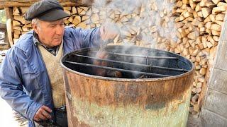 Elderly Couple Has a HAPPY Old Age! COOKING Christmas Meat on Smoke