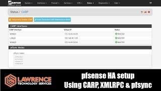 pfsense HA / High Availability Setup and Testing Using CARP, XMLRPC & pfsync