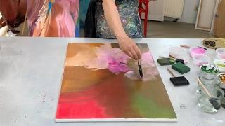 Abstract painting - How to paint intuitively / meditatively / Demo techniques beginners - Acrylic