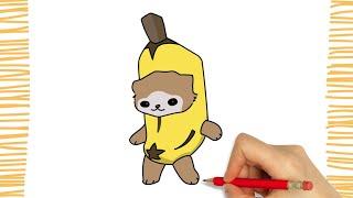 How to Draw BANANA CAT KAWAII I Easy I Step by Step