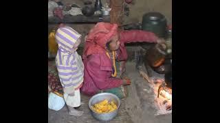 MOUNTAIN LIFE. GOOD Mother work hard to find  food and cook Best Kids Meals. Poor family in villages