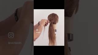 Easy twisted ponytail ️#ytshorts #beforeafter#short#shorts#hairdo#updo#twistedponnytail#hairmani