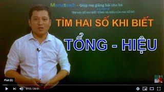 [Toán nâng cao lớp 4] Tìm hai số khi biết tổng và hiệu phần 1 - Thầy Khải- SĐT: 0943734664