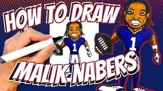 How to Draw Malik Nabers for Kids -  New York Giants NFL Football Player