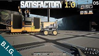 Satisfactory 1.0 - Day 05 - Steel Factory, Tractors and the Basher