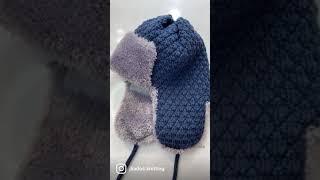 Шапка-ушанка #ручнаяработа #шапкаушанкаспицами #вязаниеkados