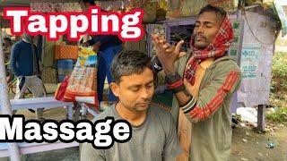 Head neck and back body massage with tapping sounds by Indian village side street barber//asmr