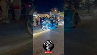Man With Harley Davidson Road Glide Extreme Custom Bagger 100K  Big Wheel
