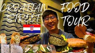 CROATIAN  STREET FOOD - FRESH OYSTERS, OCTOPUS BURGER + SARDINE SANDWICH in Dubrovnik, Croatia!